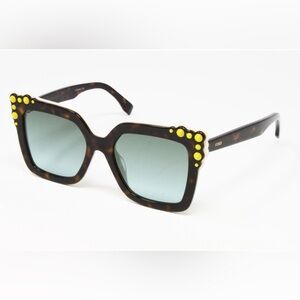 Fendi Tortoise and Yellow Studded Sunglasses